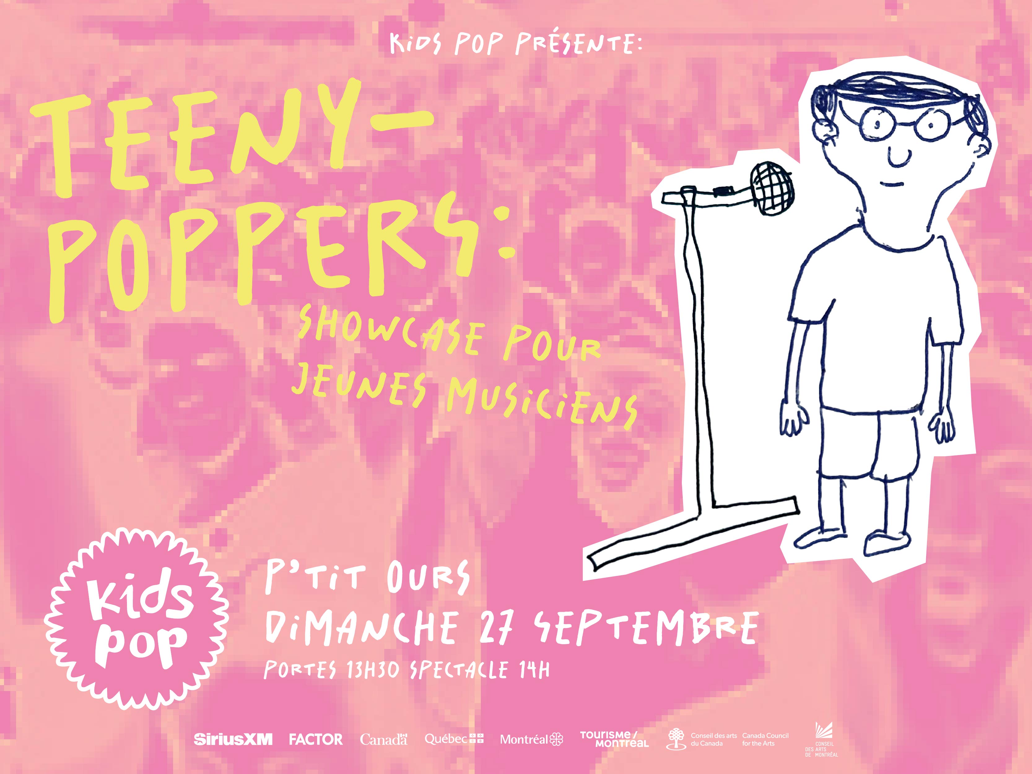 KIDS POP presents Teeny-POPPERS, a showcase for young musicians. Le P'tit Ours, Sunday September 27, 2026.